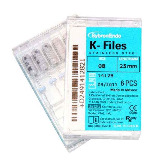 Kerr Dental 14128 SybronEndo K-Files Stainless Steel 25mm #08 6/Bx Kerr Dental 14128 SybronEndo K-Files Stainless Steel 25mm #08 6/Bx